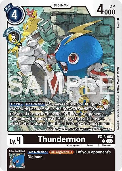 Image for Thundermon (EX13-053 C) [Chivalrous XIII] - Digimon Card Game