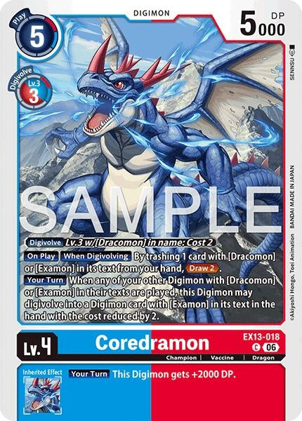 Image for Coredramon - EX13-018 (EX13-018 C) [Chivalrous XIII] - Digimon Card Game