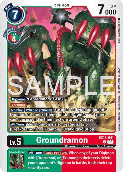 Image for Groundramon (EX13-041 C) [Chivalrous XIII] - Digimon Card Game