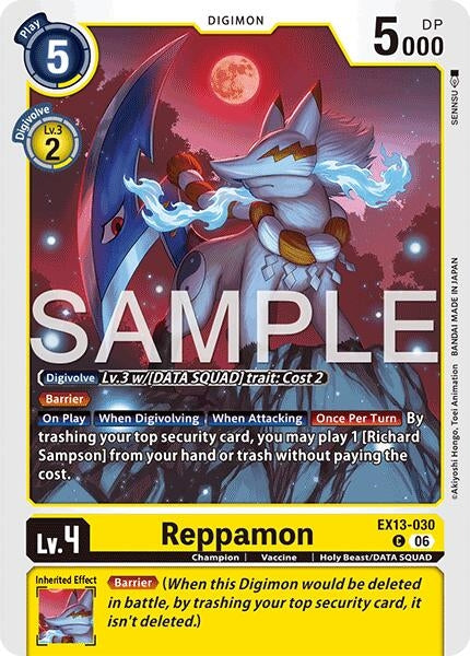 Image for Reppamon (EX13-030 C) [Chivalrous XIII] - Digimon Card Game