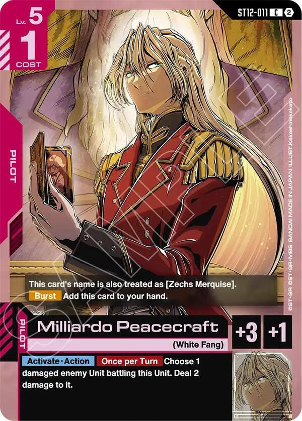 Image for Milliardo Peacecraft (ST12-011) [Starter Deck 12: Raging Onslaught] - Gundam Card Game