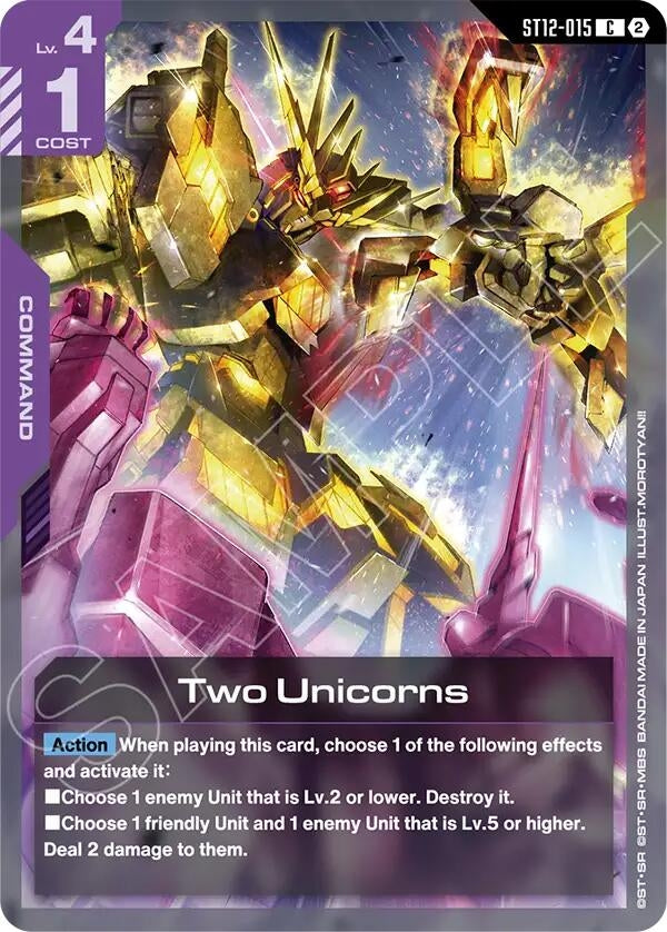Image for Two Unicorns (ST12-015) [Starter Deck 12: Raging Onslaught] - Gundam Card Game