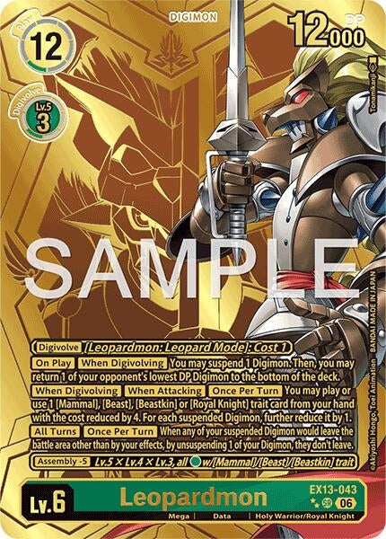 Image for Leopardmon (Rare Pull) (EX13-043 SR) [Chivalrous XIII] - Digimon Card Game