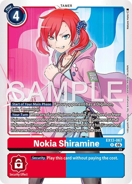 Image for Nokia Shiramine (EX13-067 R) [Chivalrous XIII] - Digimon Card Game