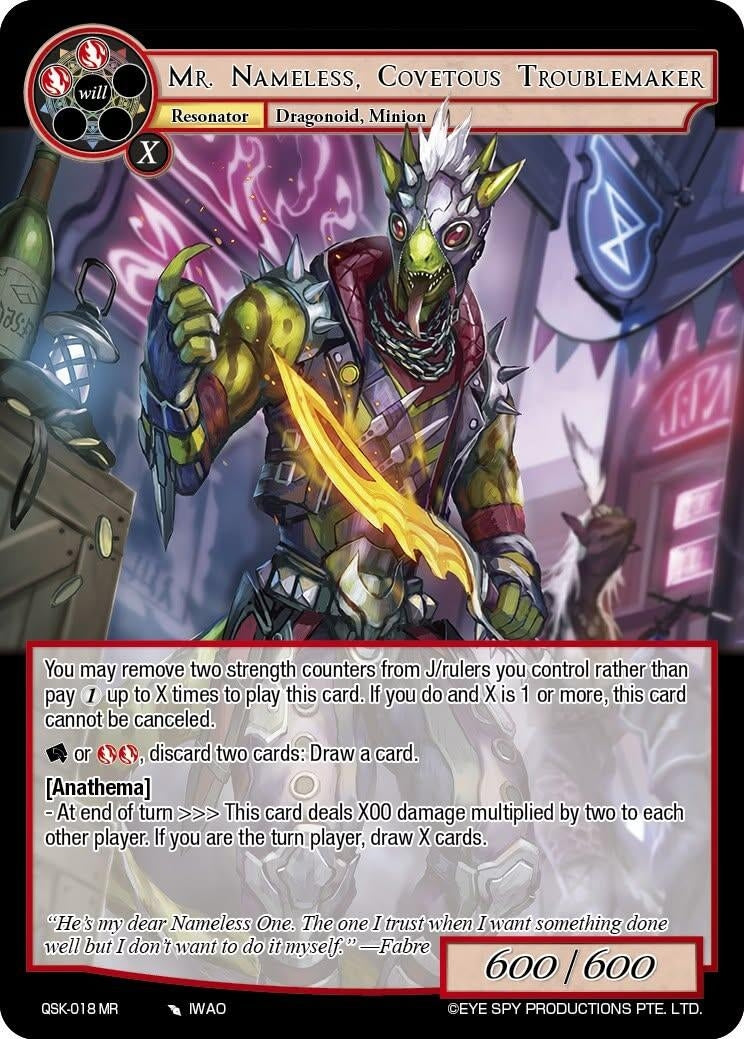 Image for Mr, Nameless, Covetous Troublemaker (Full Art) (QSK-018 MR) [The Quest of the Seven Keys] - Force of Will
