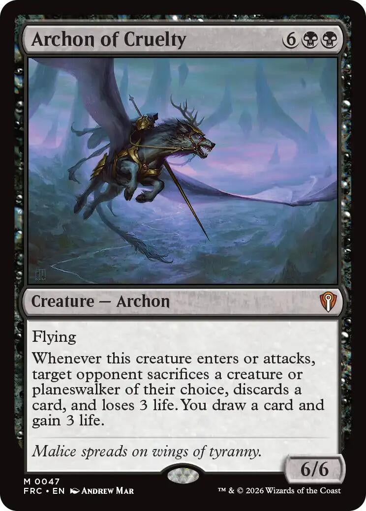 Image for Archon of Cruelty (47) [Commander: Reality Fracture] - Magic: The Gathering