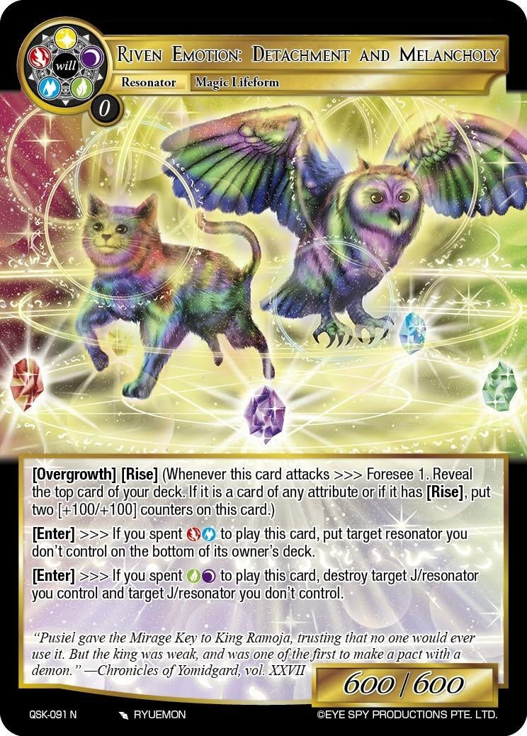 Image for Riven Emotion: Detachment and Melancholy (QSK-091 N) [The Quest of the Seven Keys] - Force of Will