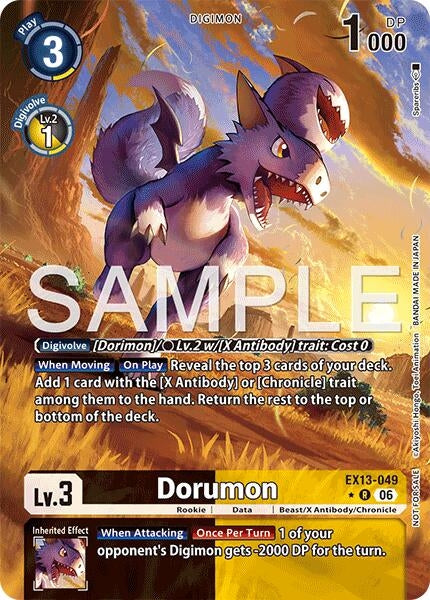 Image for Dorumon (Extended Art) (EX13-049 R) [Chivalrous XIII] - Digimon Card Game