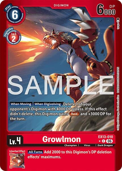 Image for Growlmon (Limited Foil) (EX13-010 C) [Chivalrous XIII] - Digimon Card Game