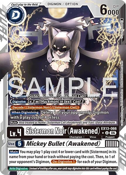 Image for Sistermon Noir (Awakened) // Mickey Bullet (Awakened) (Limited Foil) (EX13-066 U) [Chivalrous XIII] - Digimon Card Game