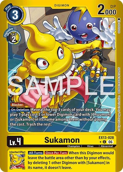 Image for Sukamon (Limited Foil) (EX13-028 C) [Chivalrous XIII] - Digimon Card Game