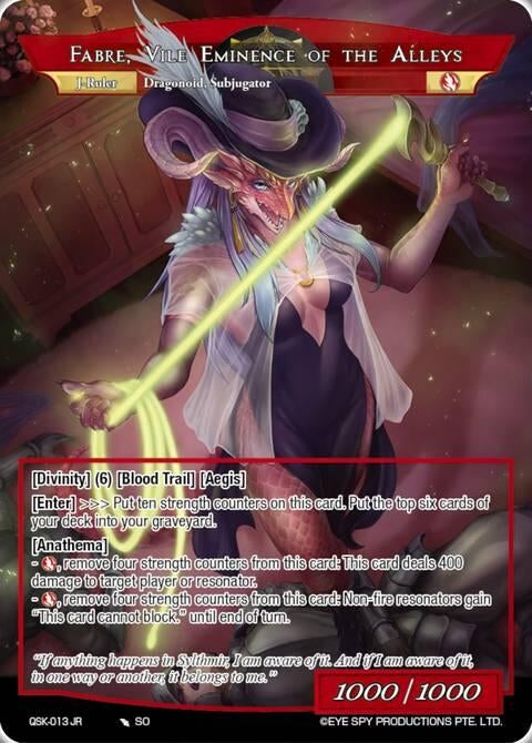 Image for Elitist Dragonoid Matriarch, Fabre // Fabre, Vile Eminence of the Alleys (QSK-013 JR) [The Quest of the Seven Keys] - Force of Will