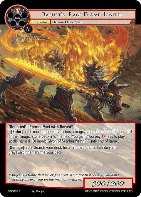 Image for Barust's Rage-Flame Igniter (QSK-010 R) [The Quest of the Seven Keys] - Force of Will