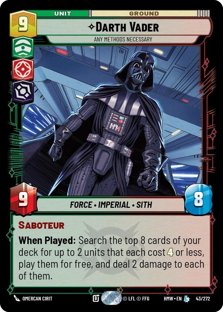 Image for Darth Vader - Any Methods Necessary (43/272) [Homeworlds] - Star Wars: Unlimited