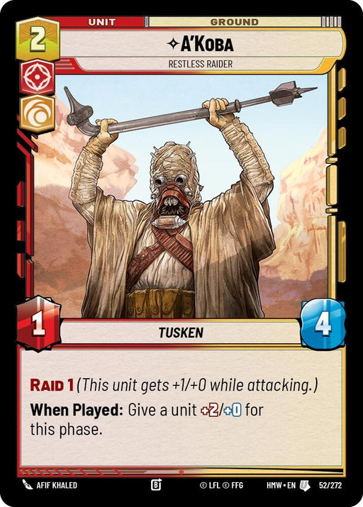 Image for A'Koba - Restless Raider (52/272) [Homeworlds] - Star Wars: Unlimited
