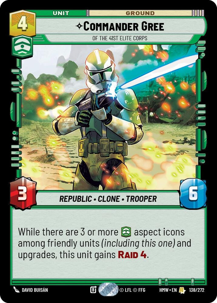 Image for Commander Gree - Of the 41st Elite Corps (138/272) [Homeworlds] - Star Wars: Unlimited
