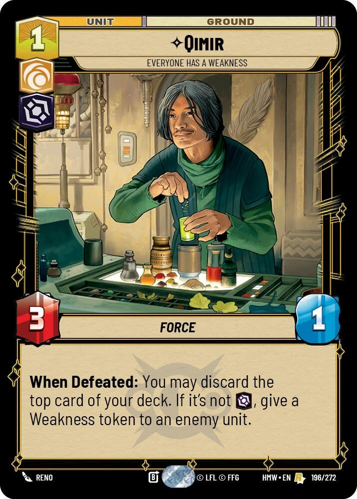 Image for Qimir - Everyone Has a Weakness (196/272) [Homeworlds] - Star Wars: Unlimited