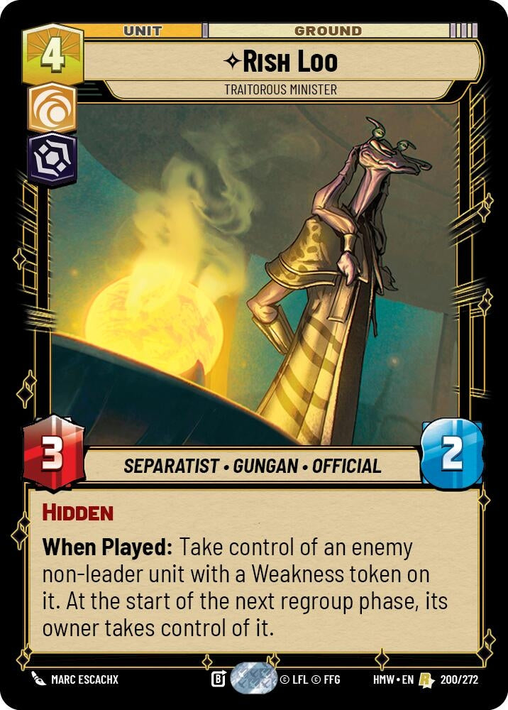 Image for Rish Loo - Traitorous Minister (200/272) [Homeworlds] - Star Wars: Unlimited