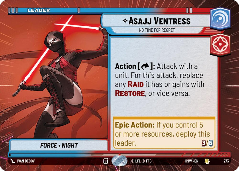 Image for Asajj Ventress - No Time For Regret (Hyperspace) (273) [Homeworlds] - Star Wars: Unlimited