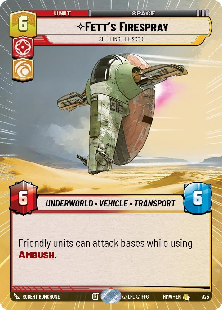 Image for Fett's Firespray - Settling the Score (Hyperspace) (325) [Homeworlds] - Star Wars: Unlimited