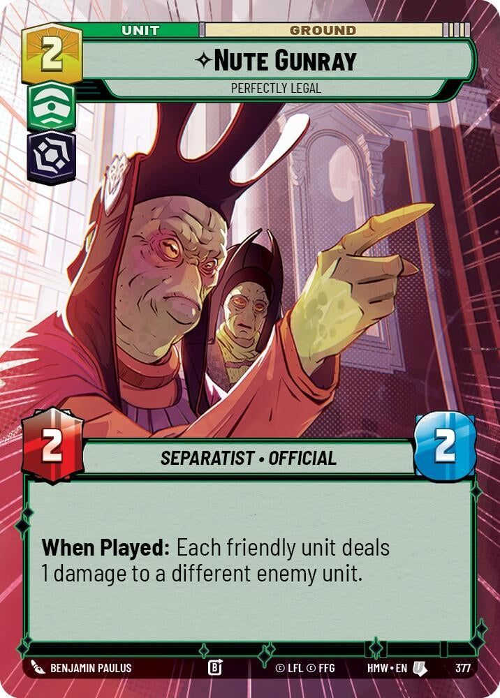 Image for Nute Gunray - Perfectly Legal (Hyperspace) (377) [Homeworlds] - Star Wars: Unlimited