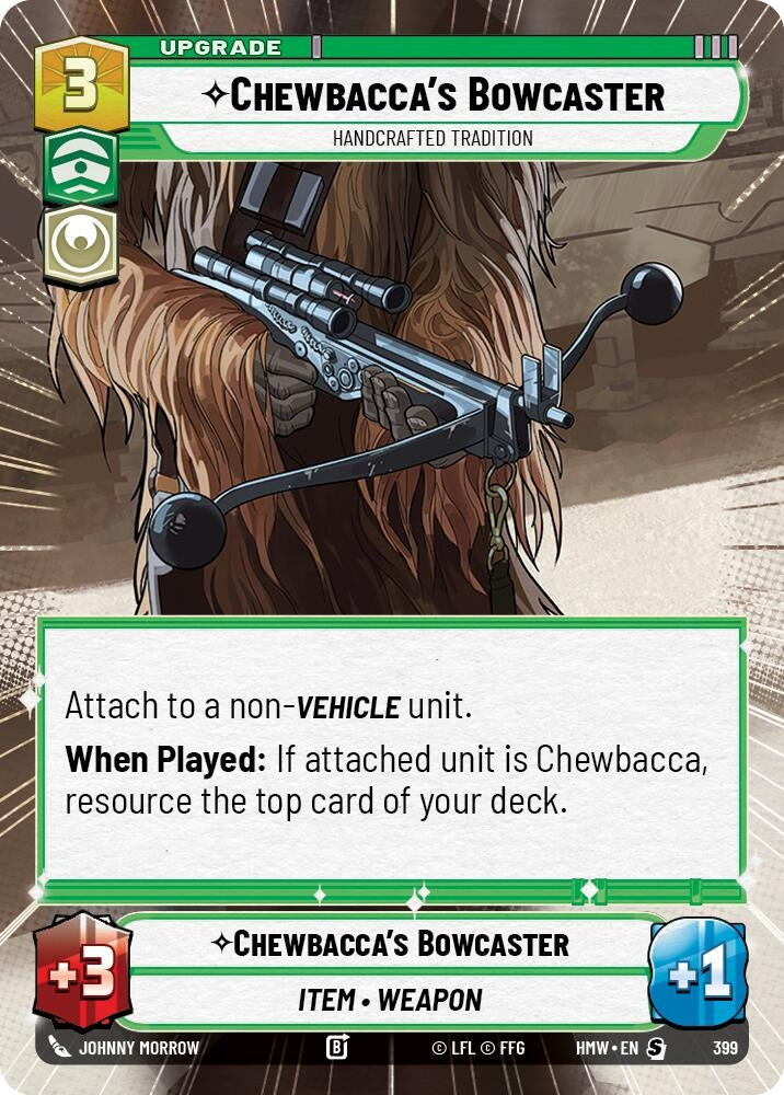 Image for Chewbacca's Bowcaster - Handcrafted Tradition (Hyperspace) (399) [Homeworlds] - Star Wars: Unlimited