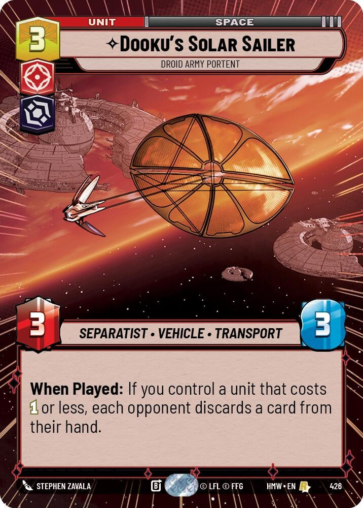 Image for Dooku's Solar Sailer - Droid Army Portent (Hyperspace) (426) [Homeworlds] - Star Wars: Unlimited