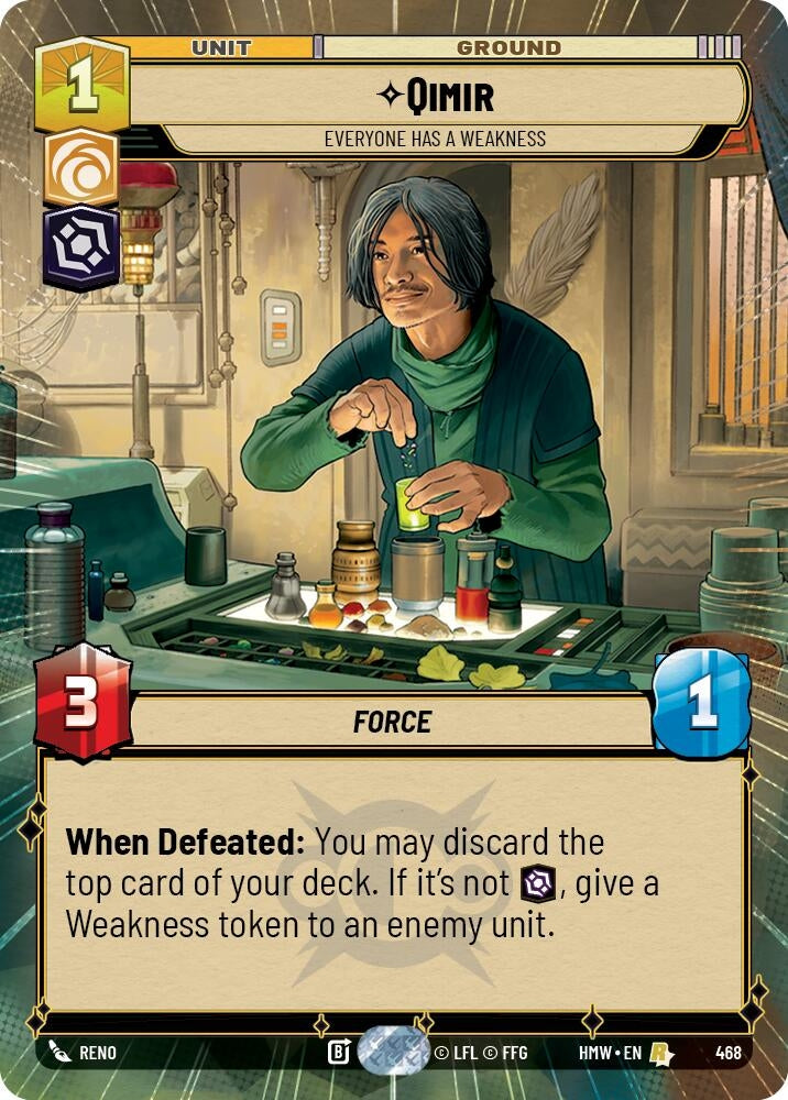 Image for Qimir - Everyone Has a Weakness (Hyperspace) (468) [Homeworlds] - Star Wars: Unlimited
