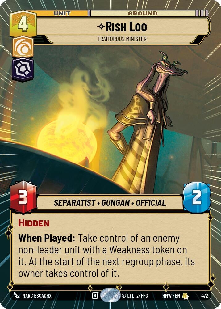 Image for Rish Loo - Traitorous Minister (Hyperspace) (472) [Homeworlds] - Star Wars: Unlimited