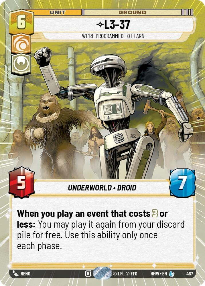Image for L3-37 - We're Programmed to Learn (Hyperspace) (487) [Homeworlds] - Star Wars: Unlimited