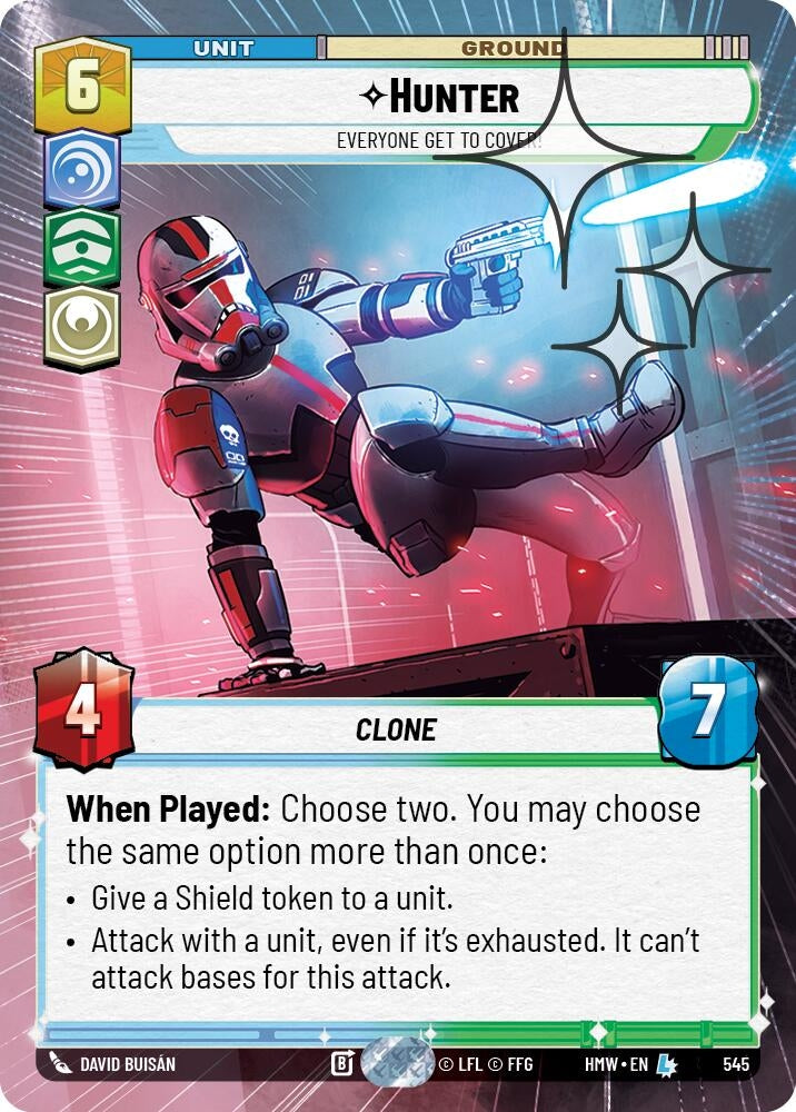 Image for Hunter - Everyone Get to Cover! (Hyperspace Foil) (545) [Homeworlds] - Star Wars: Unlimited