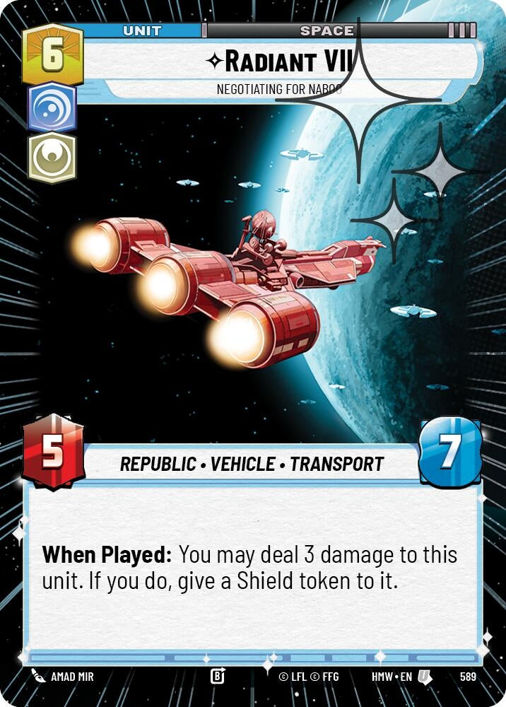 Image for Radiant VII - Negotiating for Naboo (Hyperspace Foil) (589) [Homeworlds] - Star Wars: Unlimited