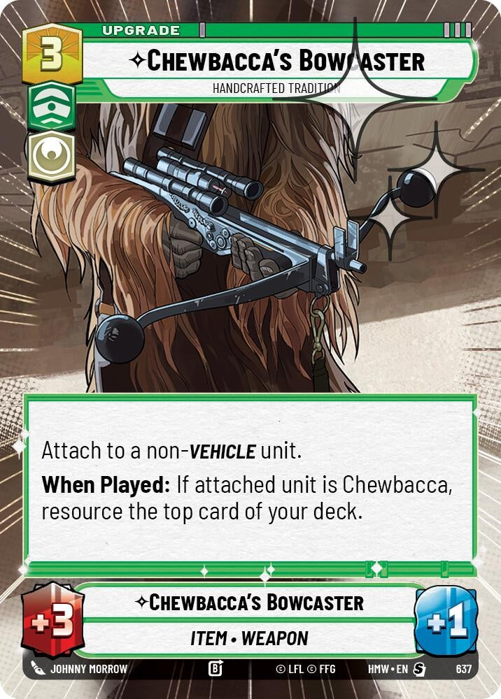 Image for Chewbacca's Bowcaster - Handcrafted Tradition (Hyperspace Foil) (637) [Homeworlds] - Star Wars: Unlimited