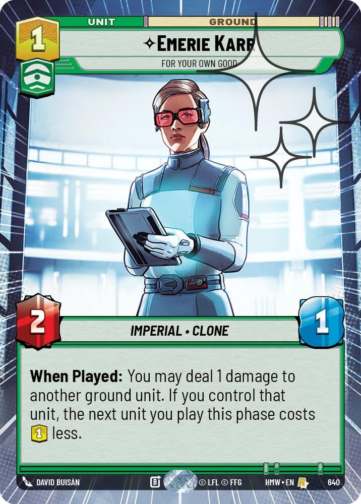 Image for Emerie Karr - For Your Own Good (Hyperspace Foil) (640) [Homeworlds] - Star Wars: Unlimited