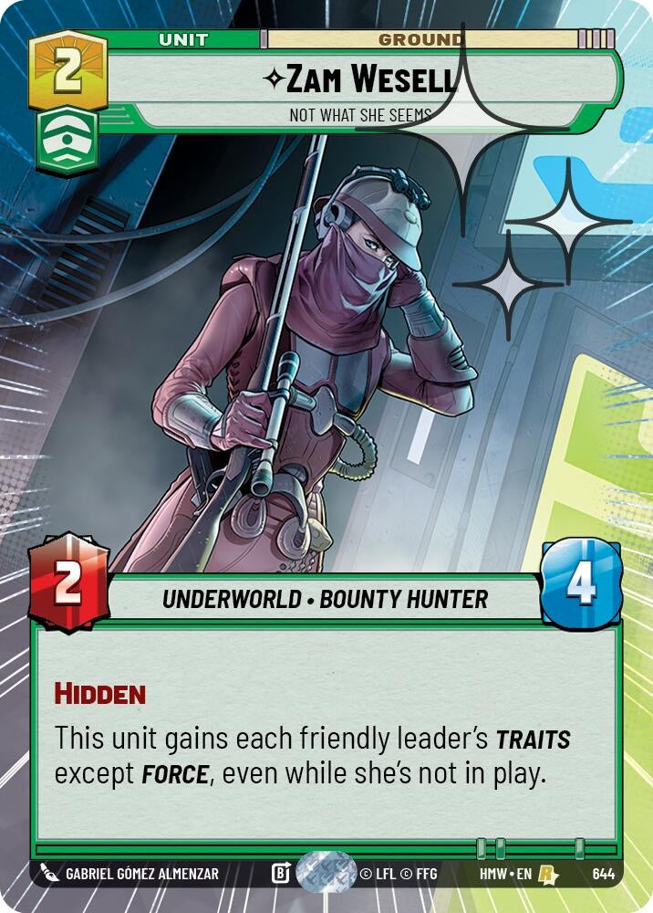 Image for Zam Wesell - Not What She Seems (Hyperspace Foil) (644) [Homeworlds] - Star Wars: Unlimited