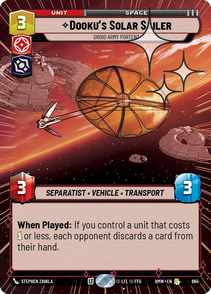 Image for Dooku's Solar Sailer - Droid Army Portent (Hyperspace Foil) (664) [Homeworlds] - Star Wars: Unlimited