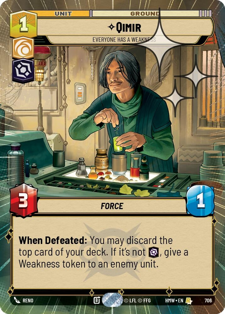 Image for Qimir - Everyone Has a Weakness (Hyperspace Foil) (706) [Homeworlds] - Star Wars: Unlimited