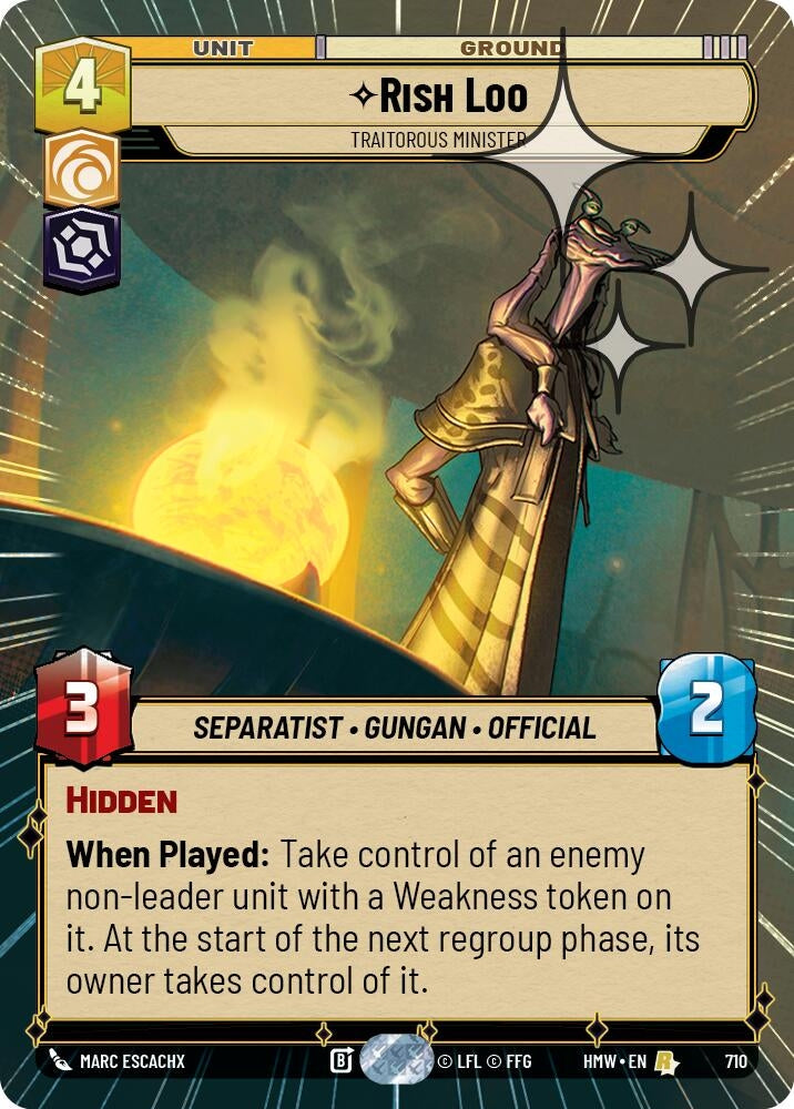 Image for Rish Loo - Traitorous Minister (Hyperspace Foil) (710) [Homeworlds] - Star Wars: Unlimited