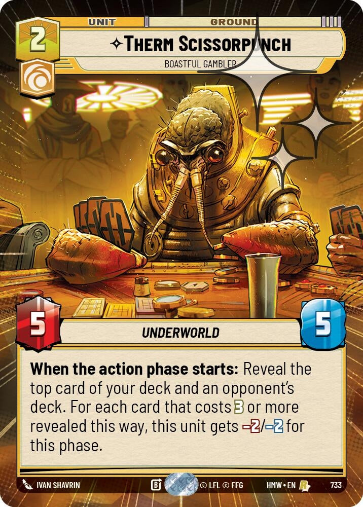 Image for Therm Scissorpunch - Boastful Gambler (Hyperspace Foil) (733) [Homeworlds] - Star Wars: Unlimited