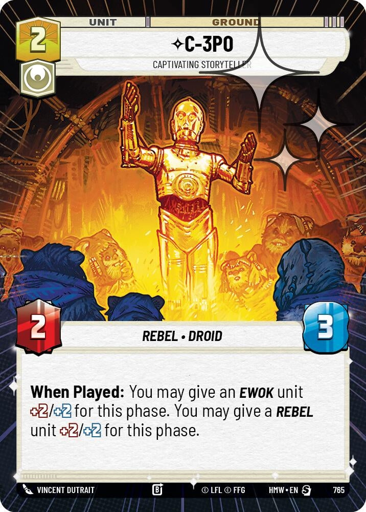 Image for C-3PO - Captivating Storyteller (Hyperspace Foil) (765) [Homeworlds] - Star Wars: Unlimited