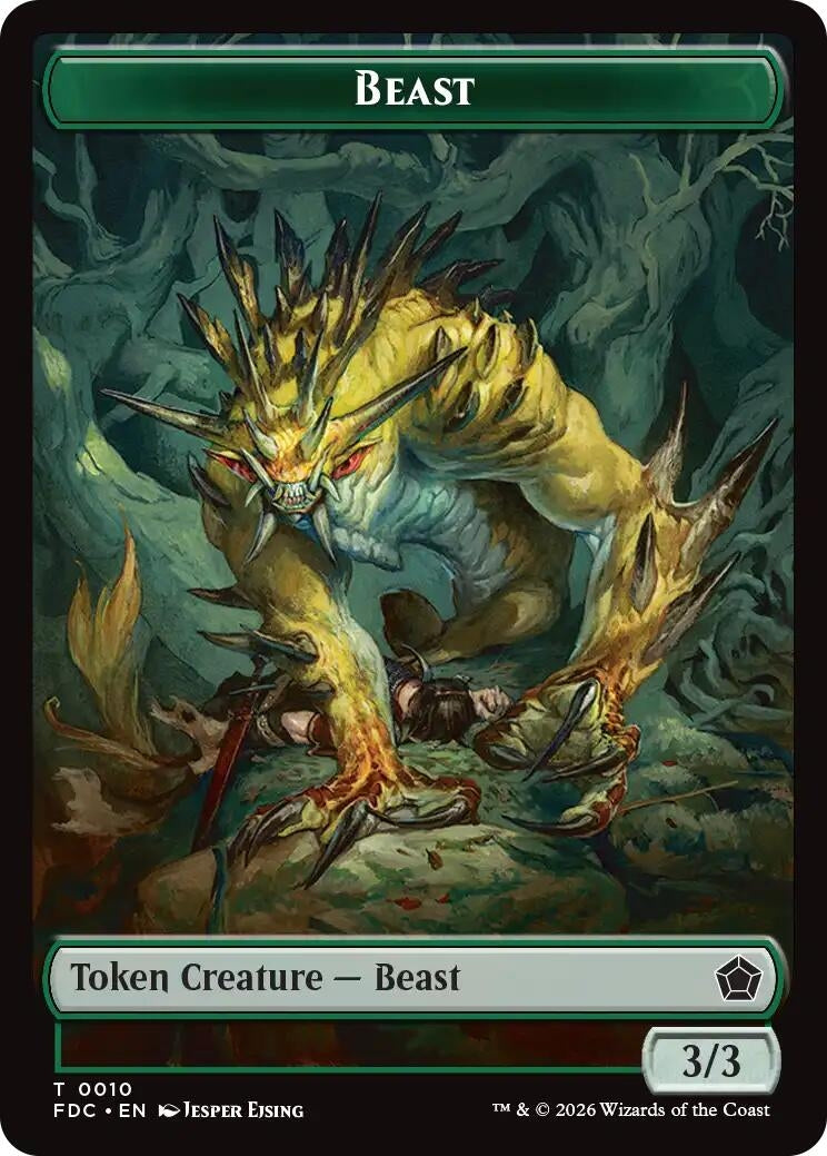 Image for Beast // Phyrexian Beast Double-Sided Token (10 // 11) [Commander: Foundations] - Magic: The Gathering