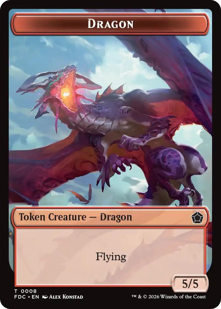 Image for Dragon (0008) // Treasure Double-Sided Token (8 // 16) [Commander: Foundations] - Magic: The Gathering