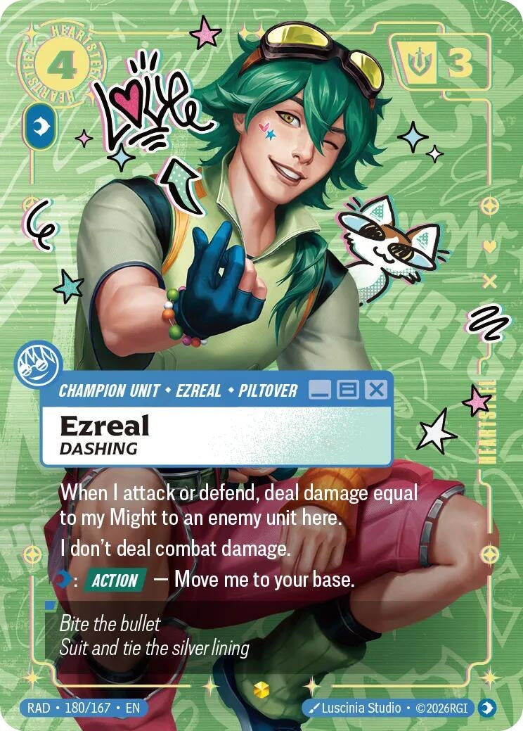 Image for Ezreal, Dashing (Heartsteel Overnumbered) (180/167) [Radiance] - Riftbound: League of Legends Trading Card Game