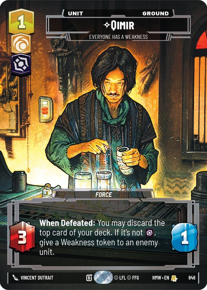 Image for Qimir - Everyone Has a Weakness (Prestige) (846) [Homeworlds] - Star Wars: Unlimited