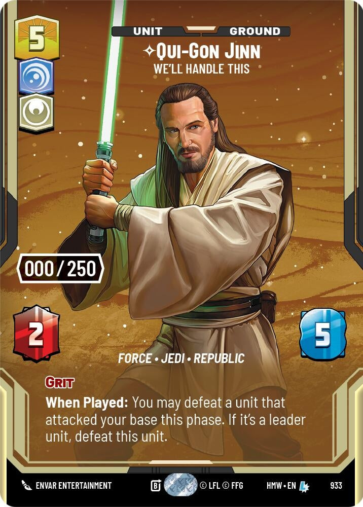 Image for Qui-Gon Jinn - We'll Handle This (Serialized) (933) [Homeworlds] - Star Wars: Unlimited