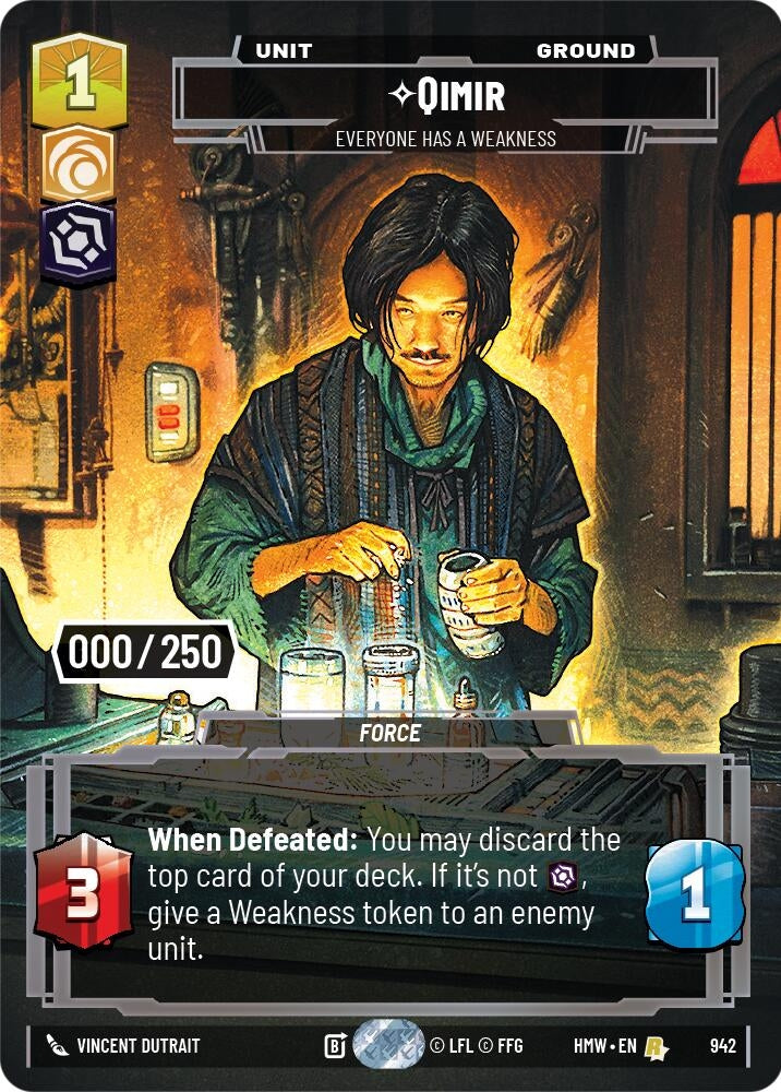 Image for Qimir - Everyone Has a Weakness (Serialized) (942) [Homeworlds] - Star Wars: Unlimited