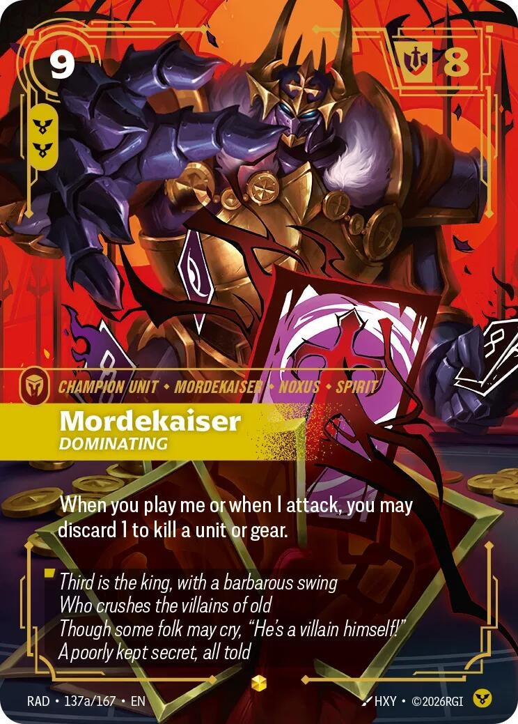 Image for Mordekaiser, Dominating (Alternate Art) (137a/167) [Radiance] - Riftbound: League of Legends Trading Card Game