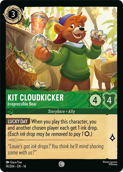 Image for Kit Cloudkicker - Irrepressible Bear (74/204) [Hyperia City] - Disney Lorcana