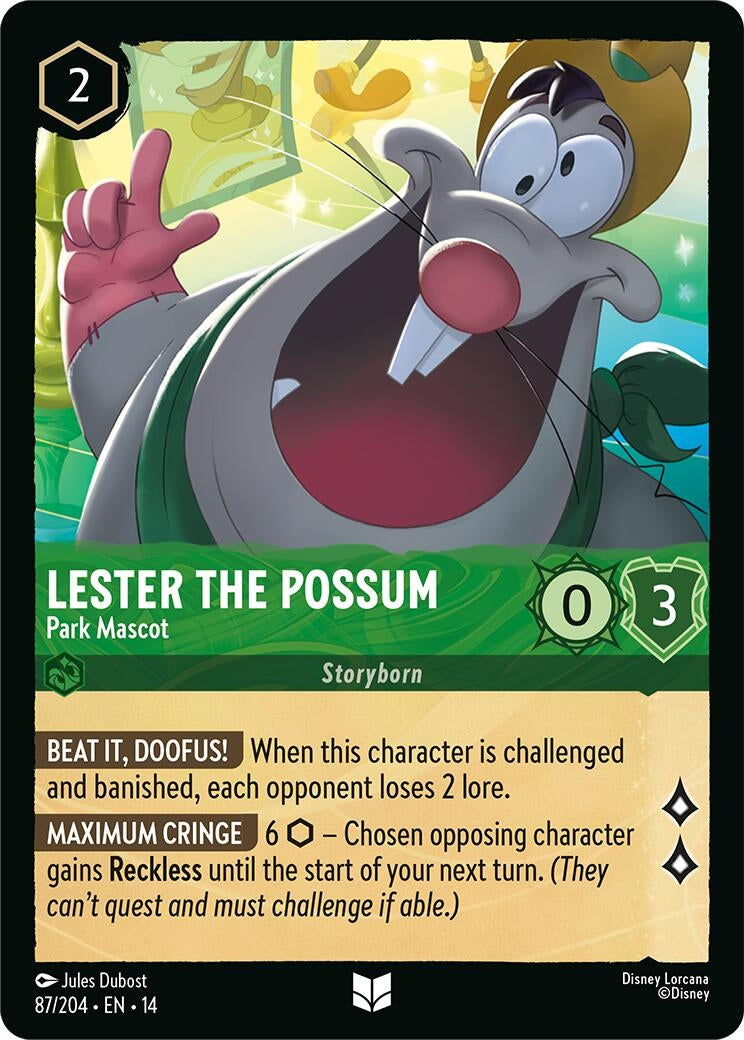 Image for Lester the Possum - Park Mascot (87/204) [Hyperia City] - Disney Lorcana