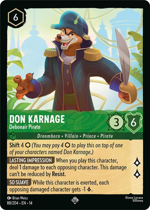 Image for Don Karnage - Debonair Pirate (88/204) [Hyperia City] - Disney Lorcana